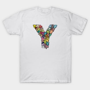 Alphabet Monster Doodle Letter Y Monogram T-Shirt